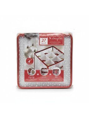 Simplify 27‑Count Ornament Storage Tote Red Polka‑Dot Holiday Storage Bin New